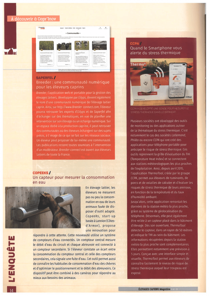 Article Élevages Caprins application ThermoTool stress thermique